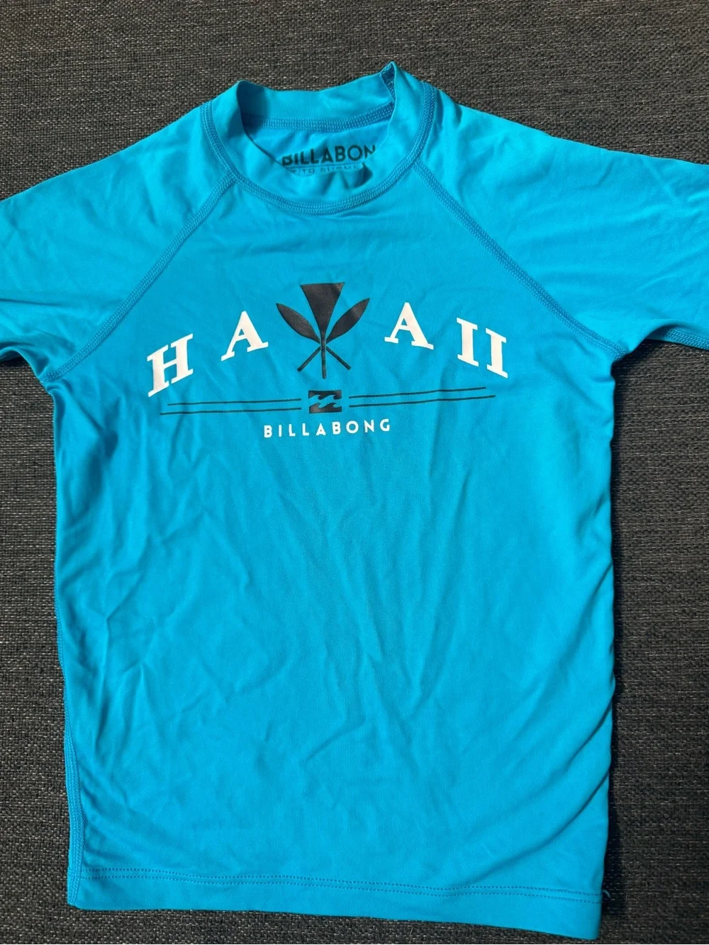 Billabong boys or kids Hawaii Graphic Rash Guard - Turquoise Blue Sz 8